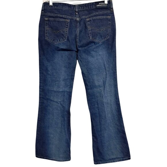 Y2K Flare Jeans Canyon River Blues Womens Juniors Size 13 Dark Wash 100% Cotton - Picture 2 of 9